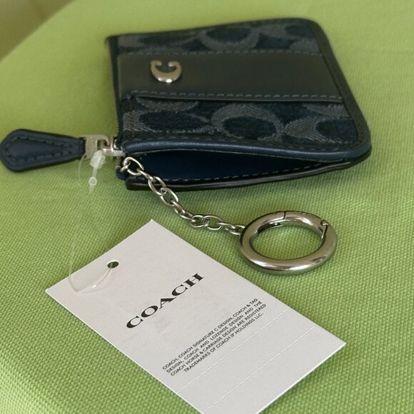COACH MINI SKINNY ID CASE IN SIGNATURE DENIM:NWT DEEP BLUE CAN65 - Picture 7 of 13